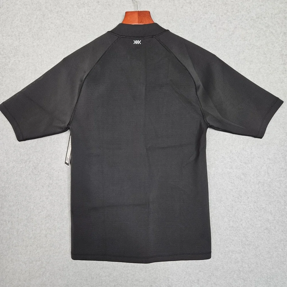 RHONE Mens Size Med Black Freeride Rashguard‎ Short Sleeve Zipper New